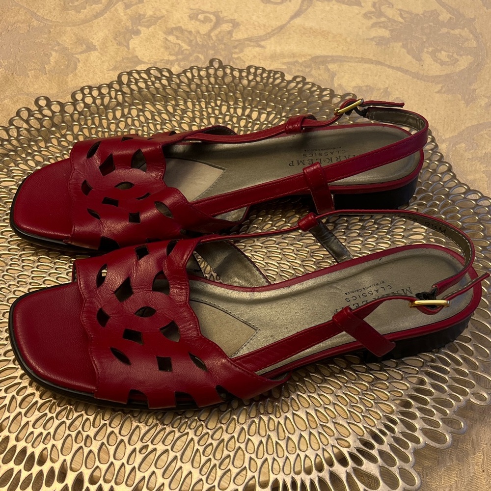Mark Lemp classics by Walking Cradles Red Leather Slingback Sandals